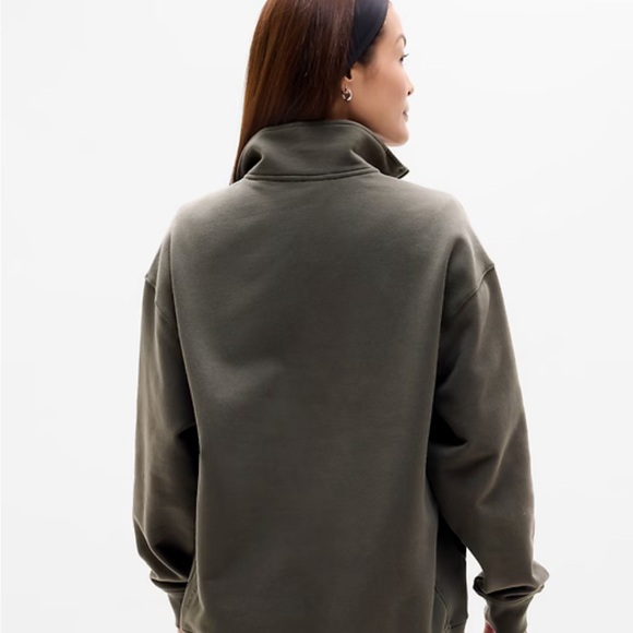 Athleta Women’s Olive Half-Zip Forever Fleece Sweater Size M - Picture 4 of 9